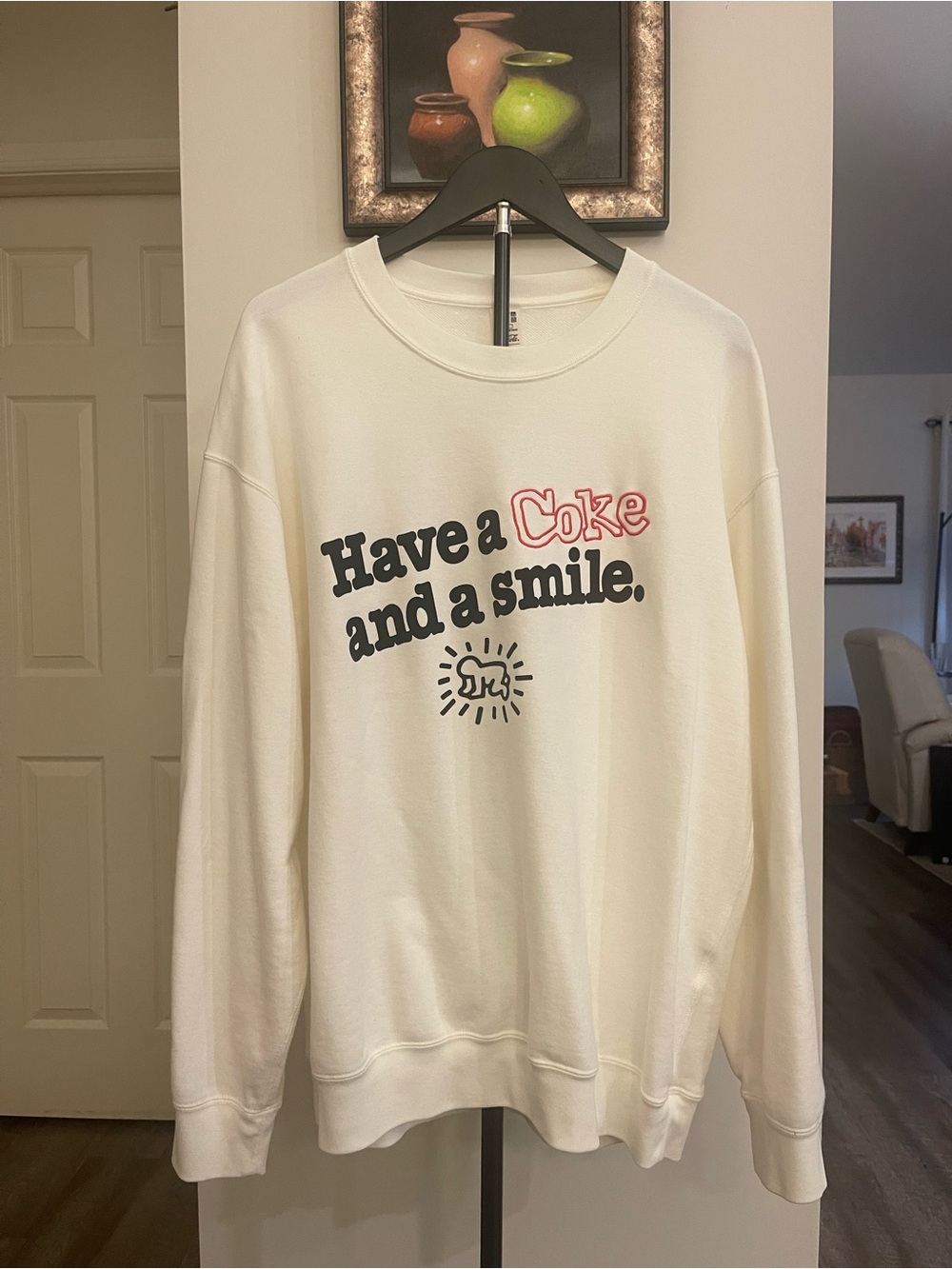 Uniqlo Keith Harring Coca Cola Collaboration White Crewneck Sweatshirt